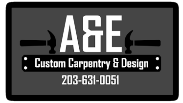 A&E Custom Carpentry logo and phone number 203-631-0051